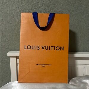 Louis Vuitton Orange with Blue Handle shopping bag small